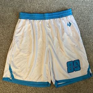 Men's White and Blue Athletic Shorts